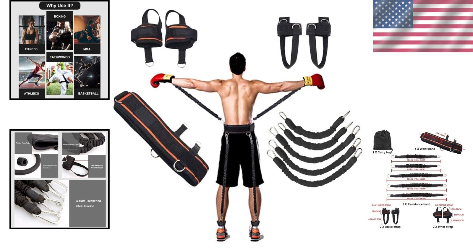 Ultimate 250lb Resistance Strap System for Boxing, MMA & Speed Training Success