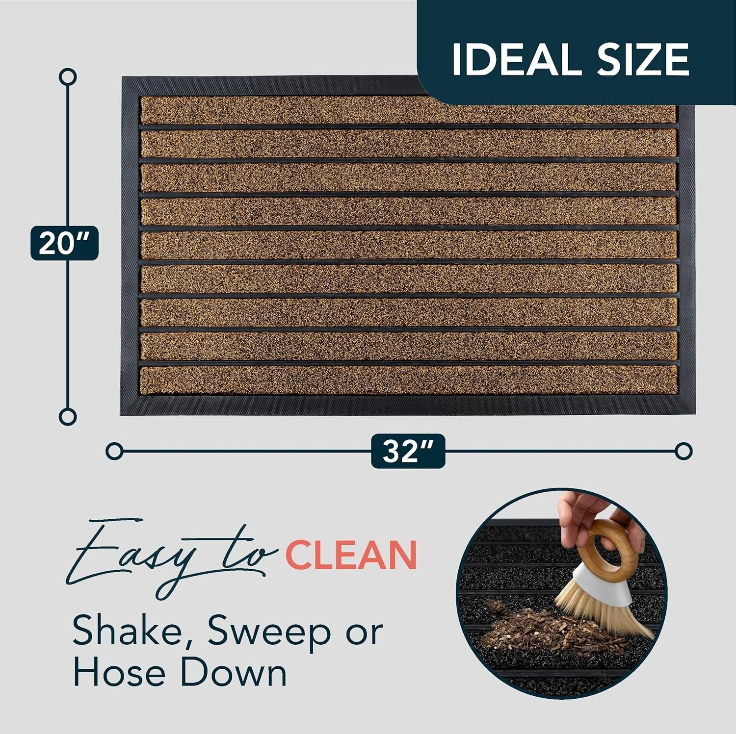 Low Profile 32" x 20" Bright Brown Door Mat - Heavy Duty Indoor/Outdoor Rug