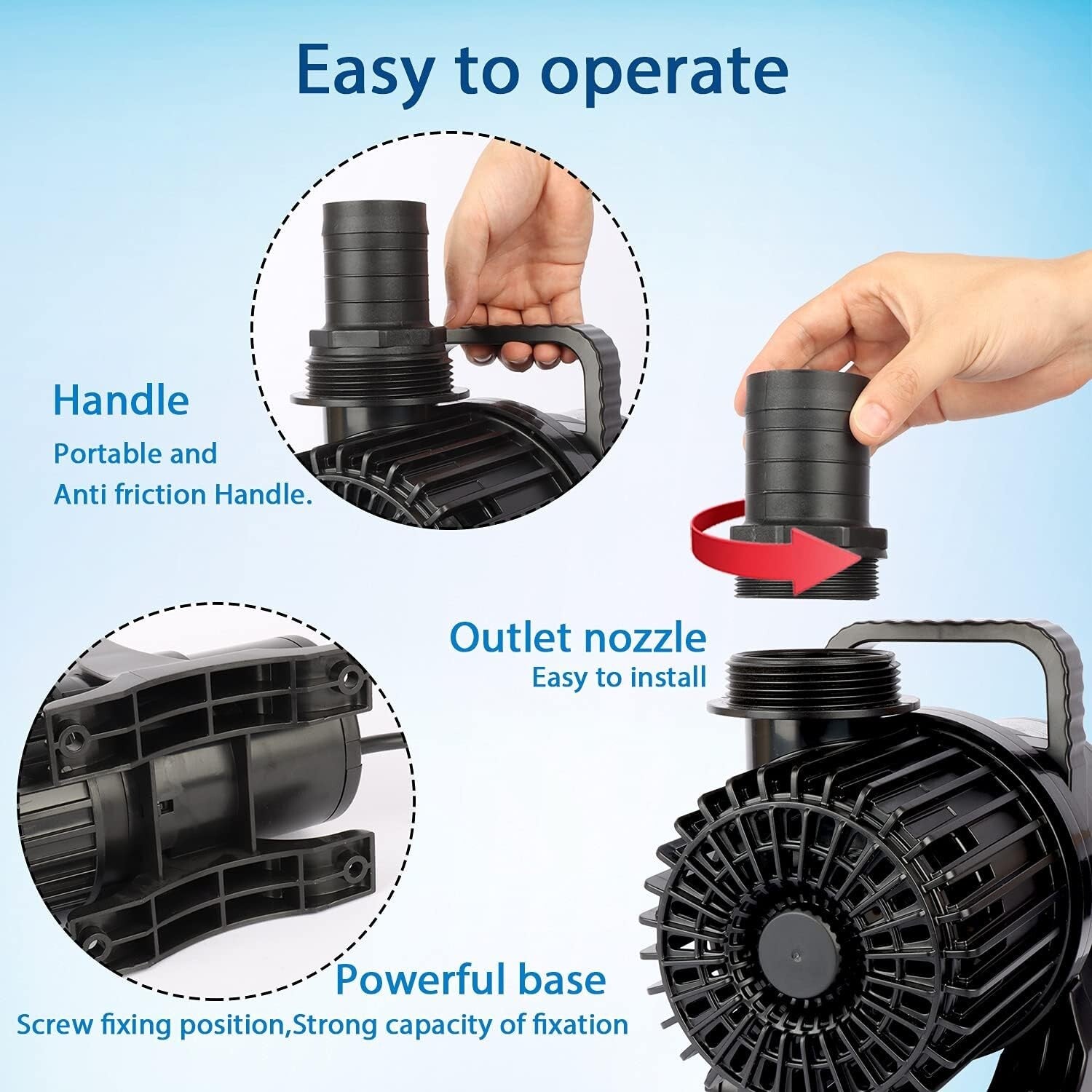 Energy-Efficient 1700 GPH Fountain Pump with Overheat Protection, UL Listed