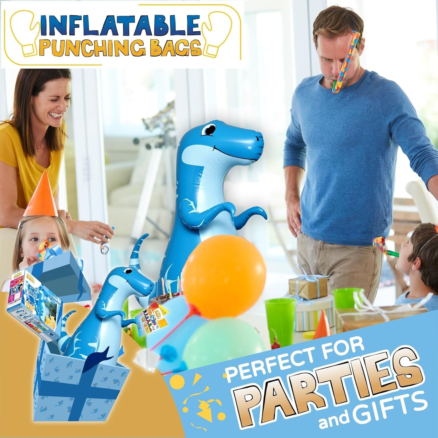 Bounce-Back Action Dinosaur Punching Bag - Kids' 47-Inch Fun Toy for All Parties