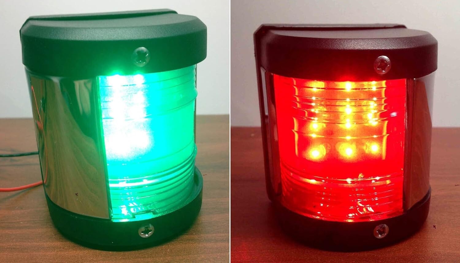 Durable ABS Waterproof LED Navigation Light for Boats Up to 12M - Green & Red