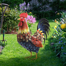 Load image into Gallery viewer, Unique Handmade Rooster Decor - Water Resistant Metal Yard Art for All Seasons
