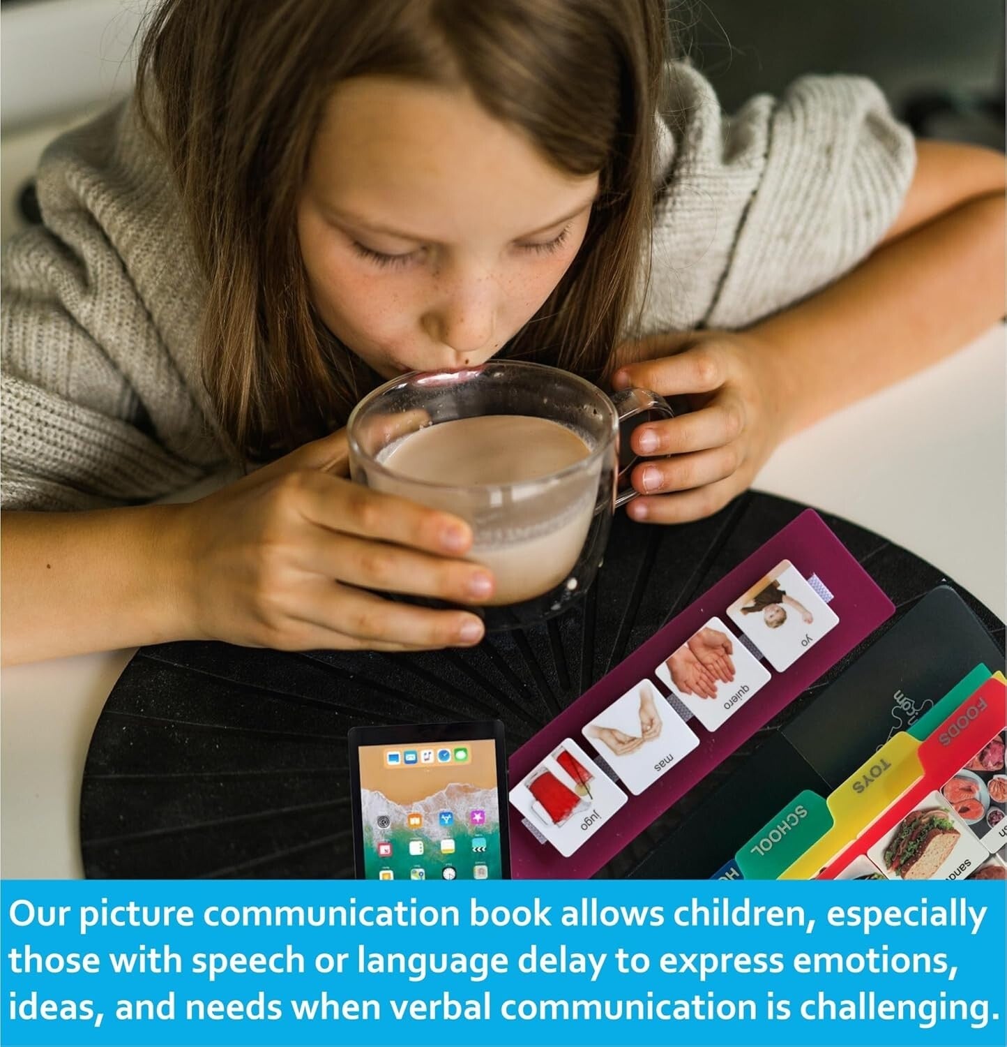 Portable Autism Communication Kit with 162 Photo Cards & Color-Coded Dividers