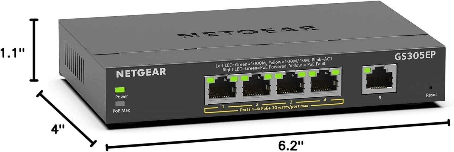 Easy Smart Managed Gigabit Ethernet Switch with 4 PoE+ Ports - Flexible Mounting