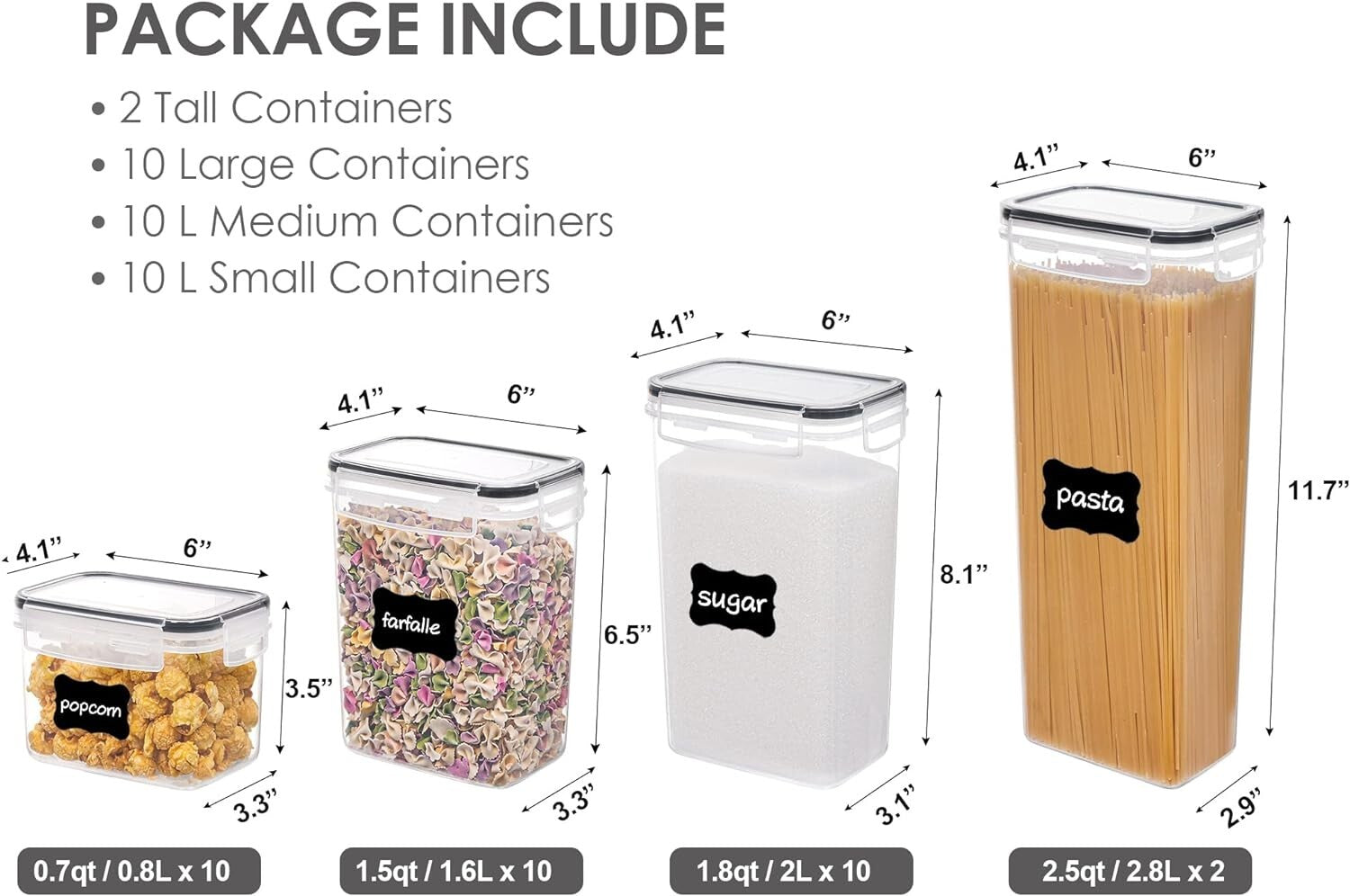 4 Size Combinations 32pcs Airtight Food Storage Containers - Keep Food Fresh