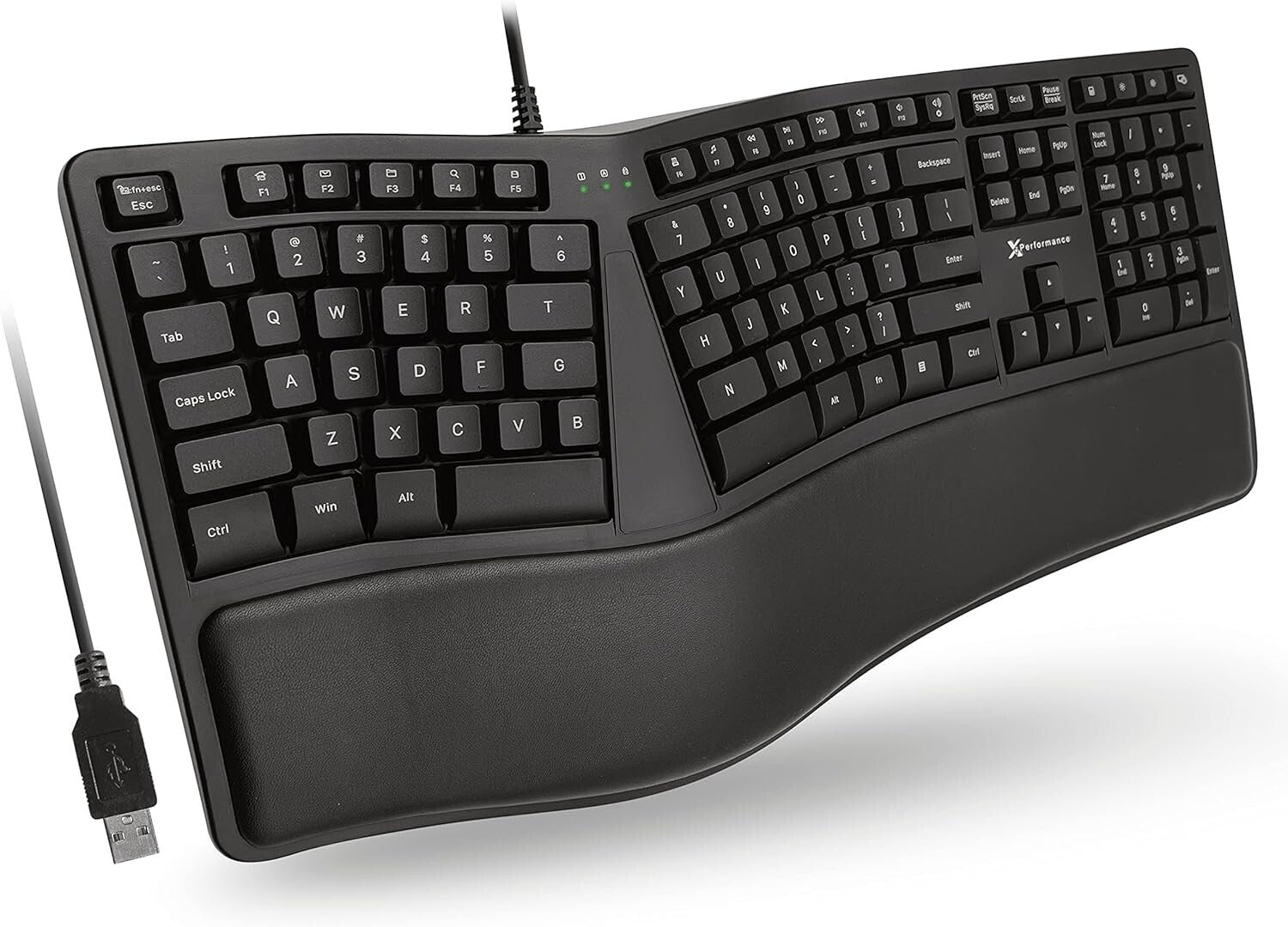 X9 Wired Ergonomic Keyboard: Cushioned Wrist Rest and 110 Keys for Productivity