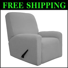 Load image into Gallery viewer, Light Gray Recliner Sofa Cover - 4-Piece Stretch Protector with Jacquard Design