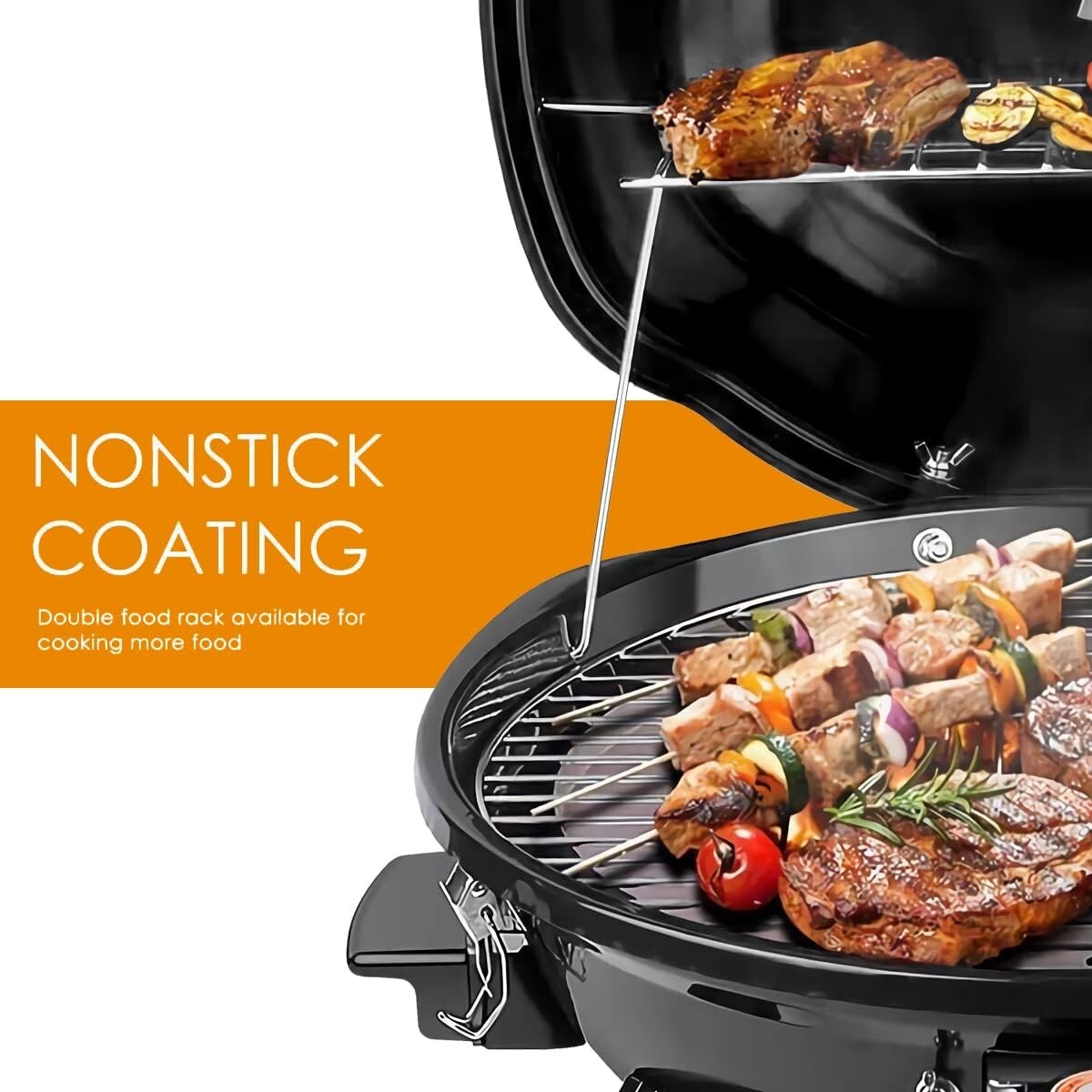 15-Serving Electric Indoor/Outdoor Grill - Removable Stand & Double Layer Design