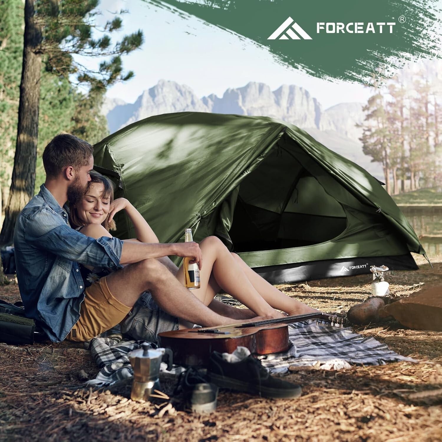 Dome Camping Tent for 2 with Quick Setup & Ventilation - Perfect for All Seasons