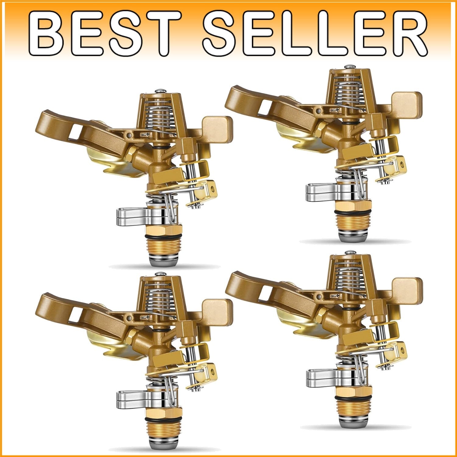 Durable Adjustable 4-Pack Brass Lawn Sprinklers - Efficient Garden Irrigation