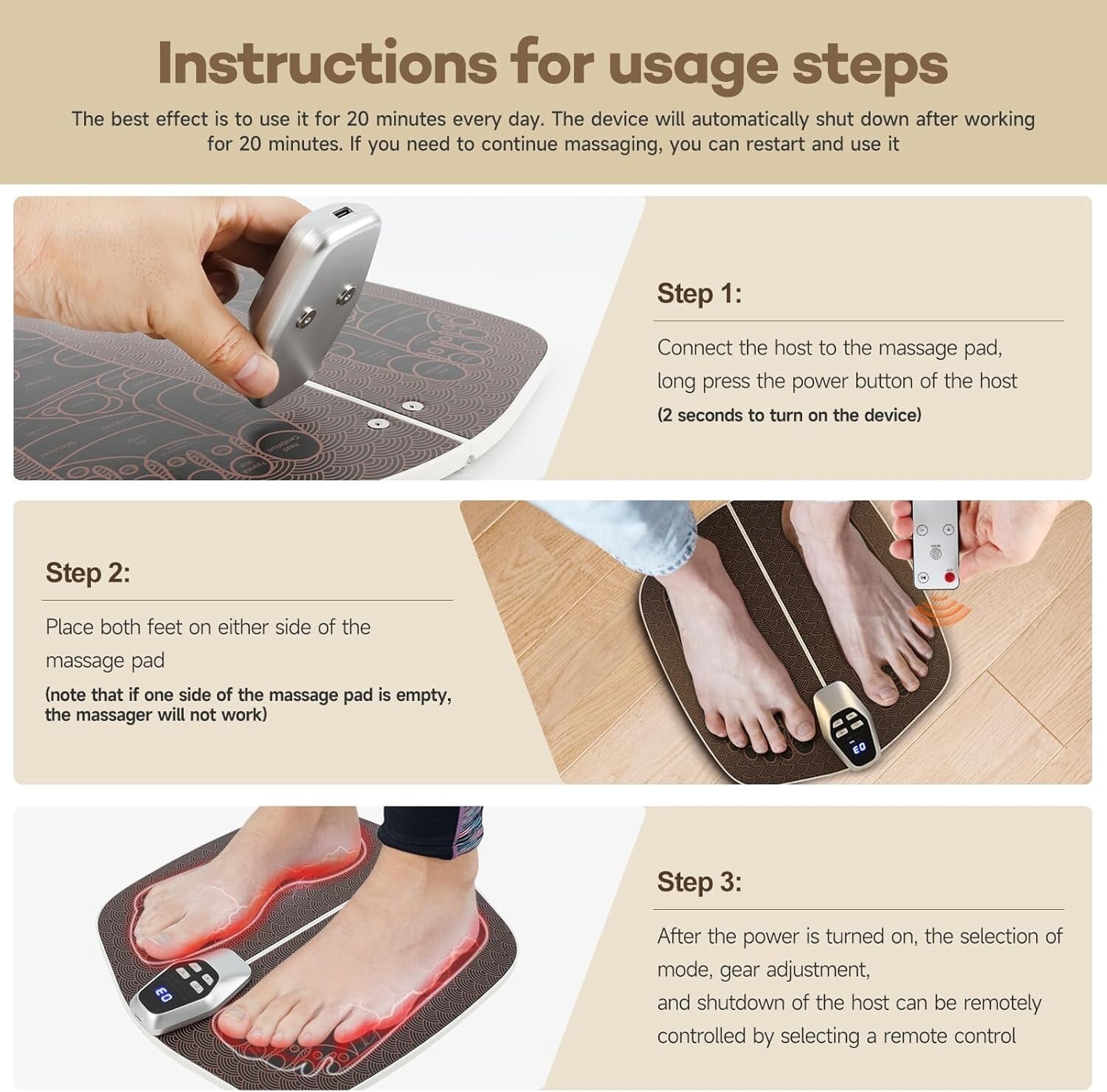 8-Modes Foot Massager Mat for Pain Relief & Muscle Relaxation, USB Rechargeable