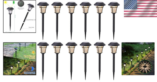Stylish 12 Solar Garden Lights - Cordless, Waterproof Outdoor Pathway Lighting