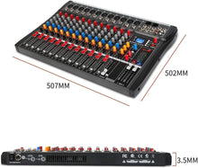Load image into Gallery viewer, Versatile 12-Channel Audio Mixer for DJ &amp; Recording with Bluetooth &amp; USB Support