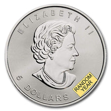 Load image into Gallery viewer, Lustrous Canadian Silver Maple Leaf Coin - $5 Brilliant Uncirculated, 1 Troy Oz