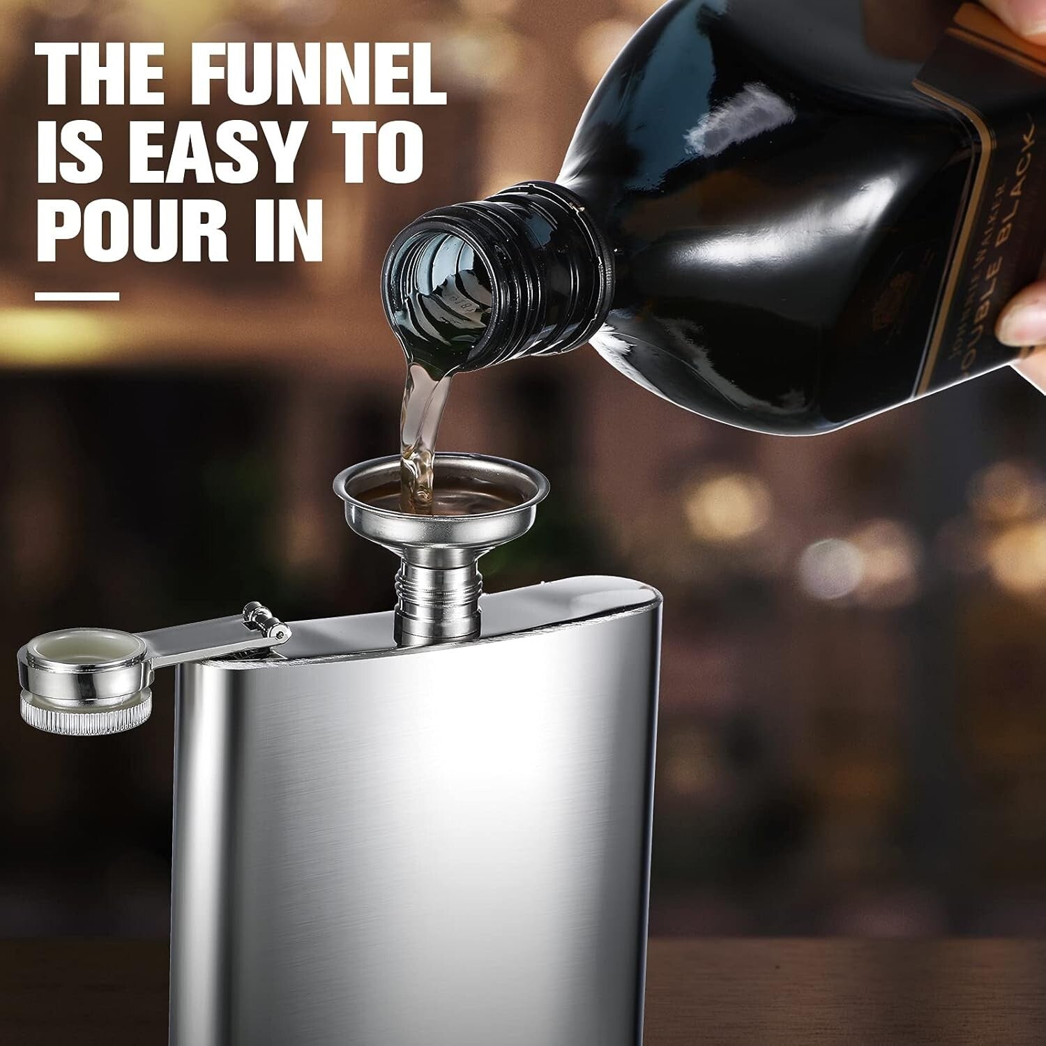 Elegant 20-Set Stainless Steel Hip Flasks with Funnels - 8oz for Every Occasion