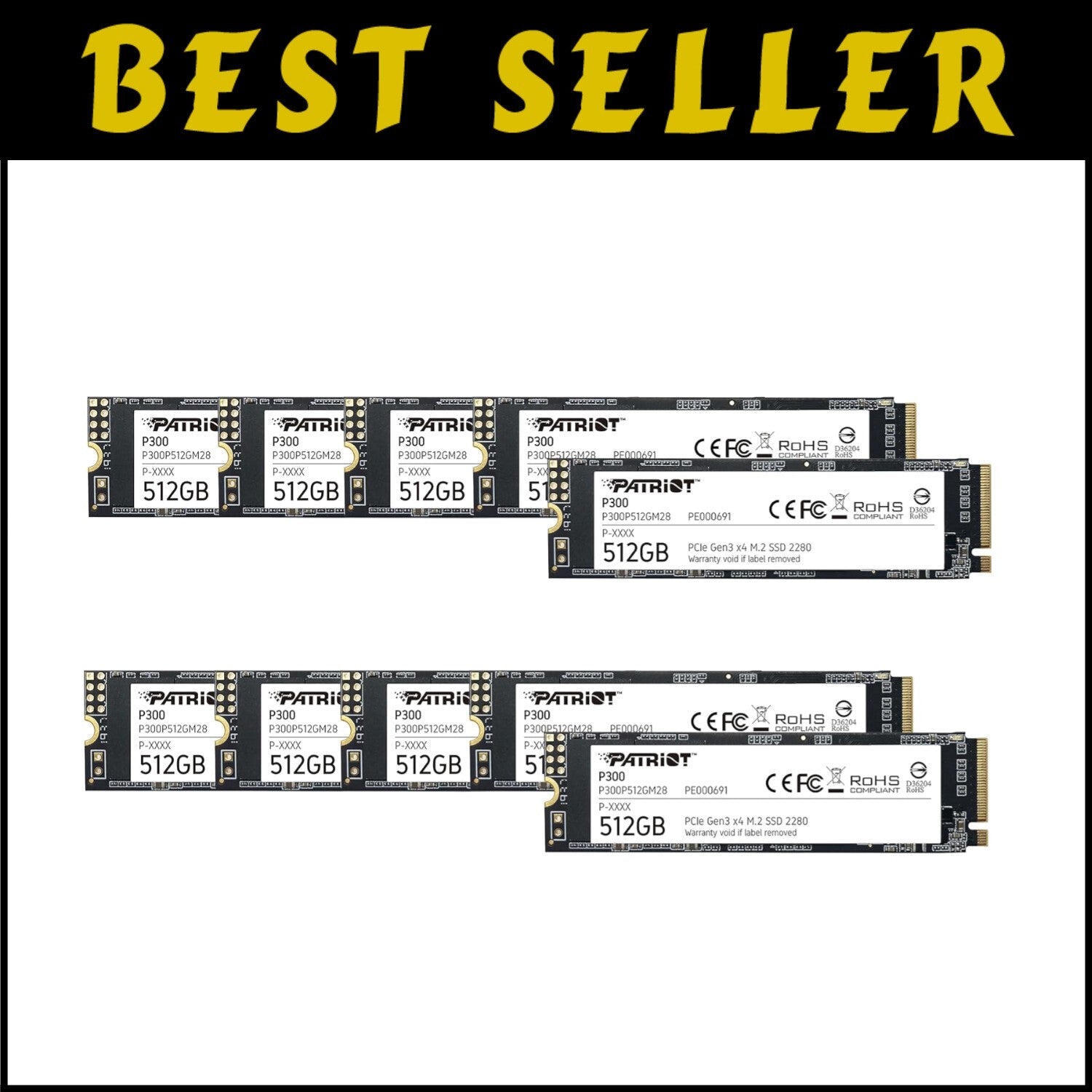 Patriot P300 512GB SSD NVMe 10-Pack - Ultimate Reliability and Performance