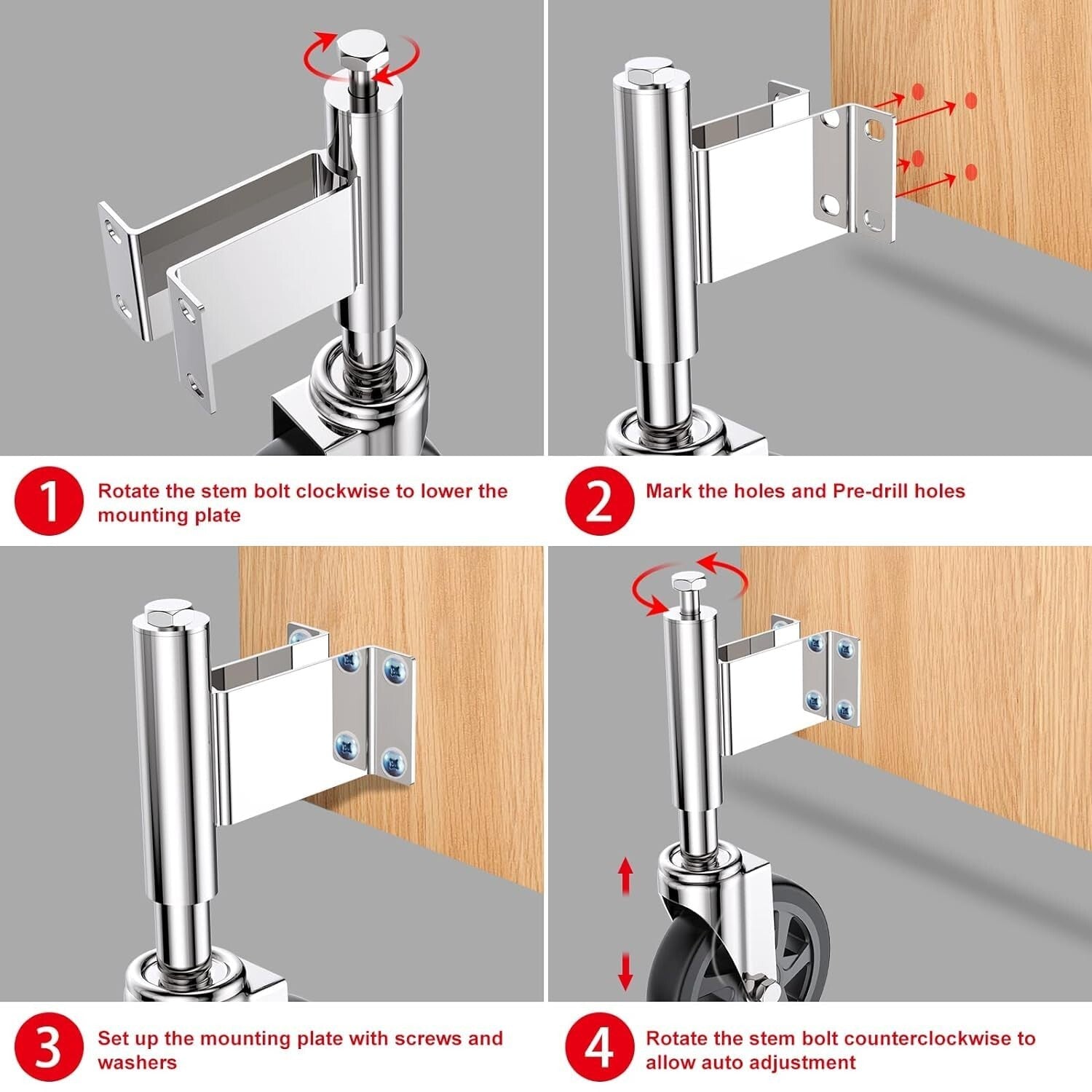Durable 6" Gate Casters with Spring Load - Heavy Duty, Easy Install, Set of 2