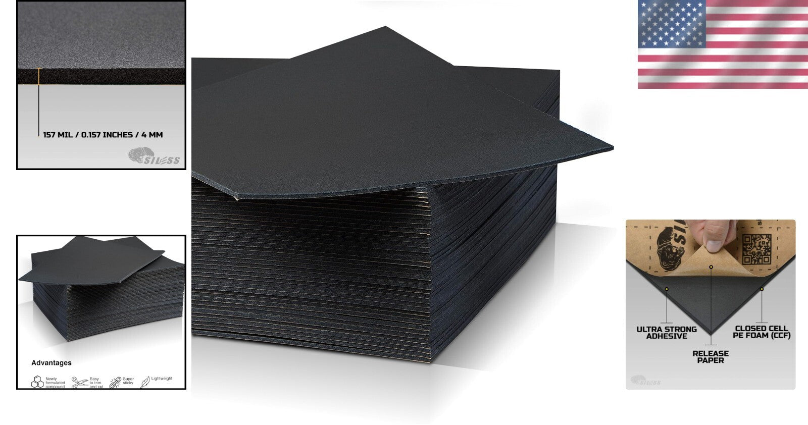 51 Sqft Car Sound Deadener - 157 Mil Self-Adhesive Foam for Noise Control