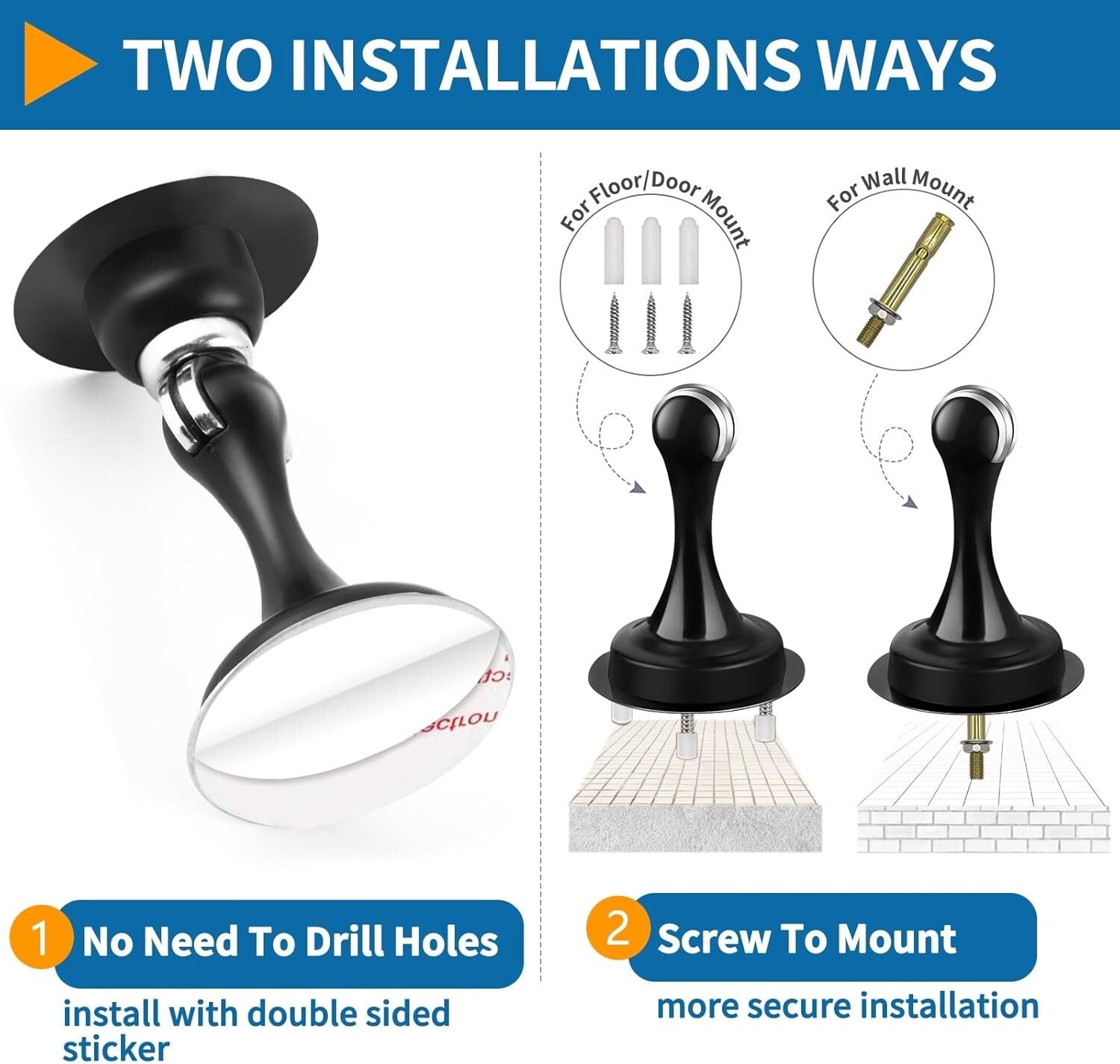 Durable Magnetic Door Stops with Adhesive Tape, 10 Pack, Effortless Installation