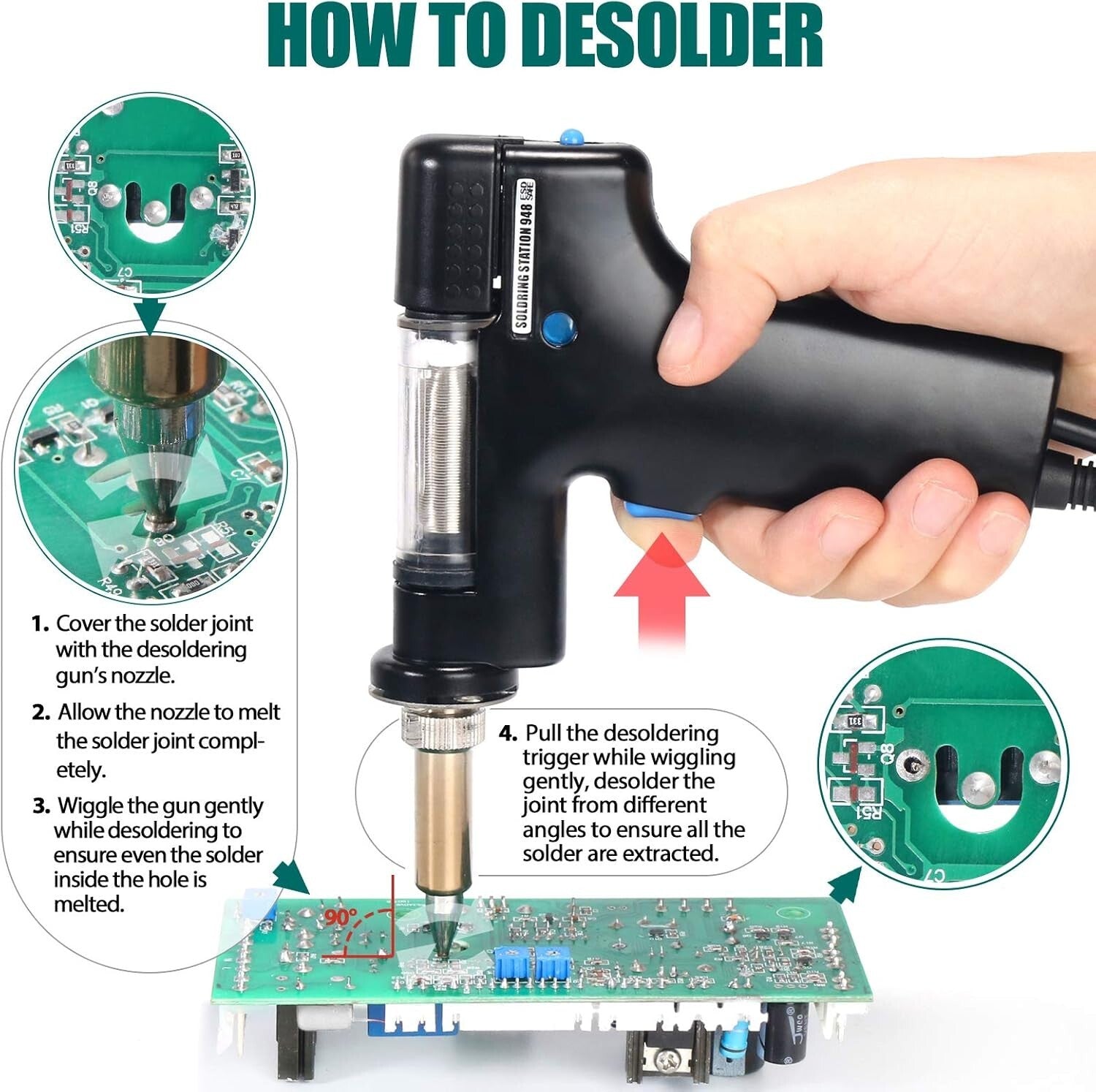 Upgraded 2-in-1 80W Desoldering Station & 60W Soldering Iron - Adjustable Heat