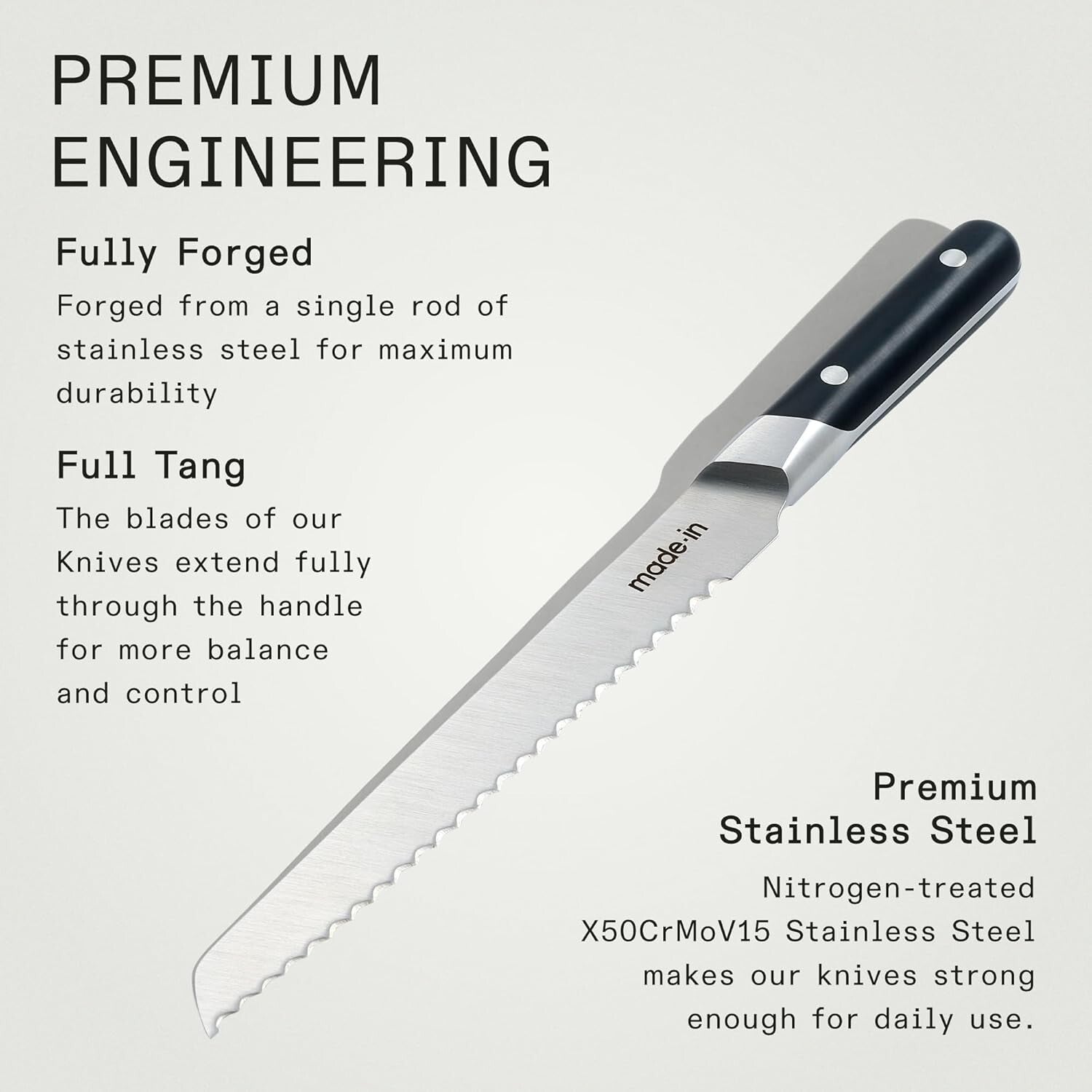 Luxury 9-Inch Forged Bread Knife - Nitrogen-Treated Blade for Effortless Slicing