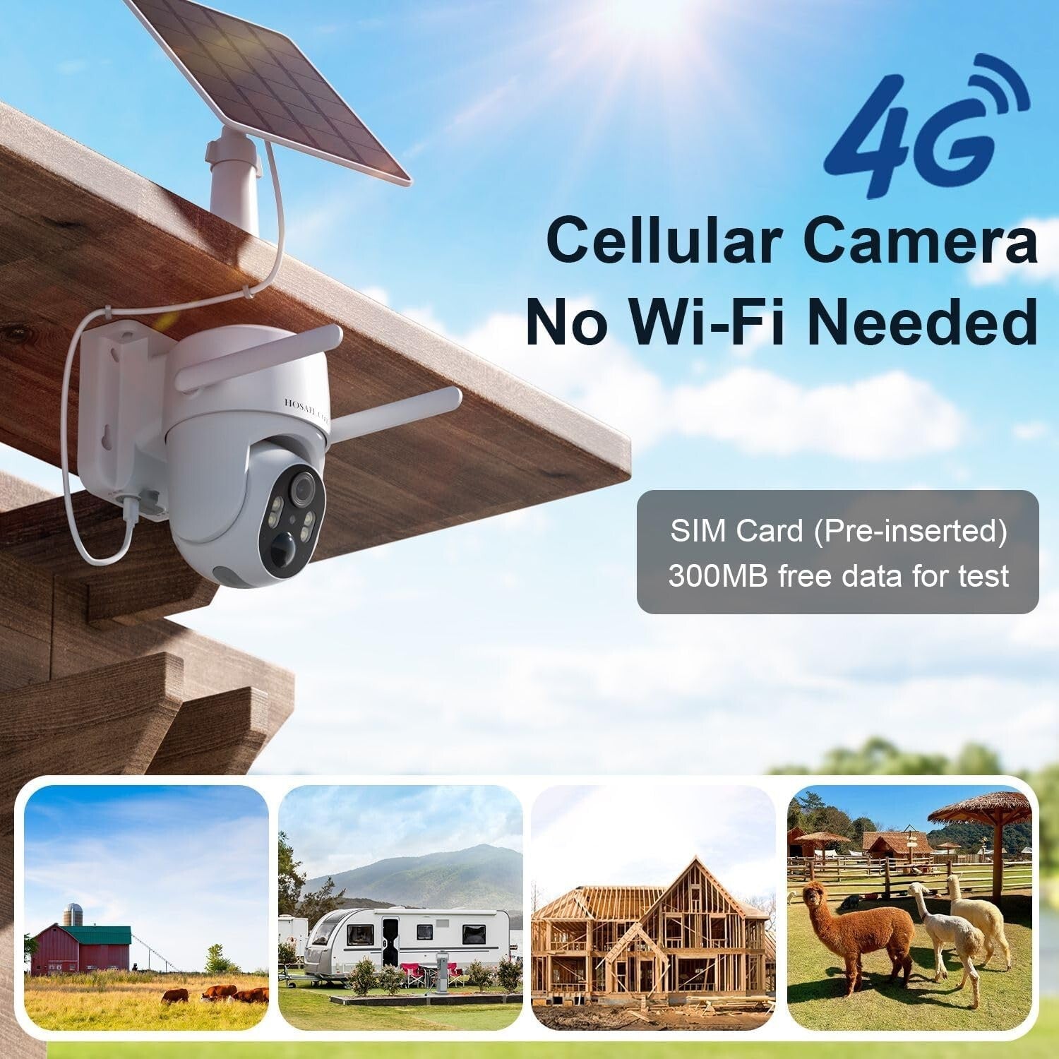 360-Degree Wireless Outdoor Camera with 2K Night Vision - No Internet Needed
