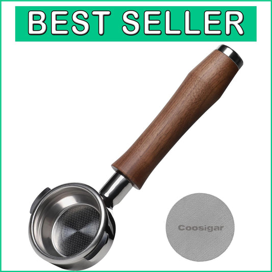 58mm Bottomless E61 Portafilter with Walnut Handle - Perfect Espresso Accessory