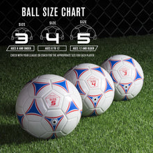 Load image into Gallery viewer, Durable Machine Stitched Soccer Balls - 6 Pack with Inflation Pump Included