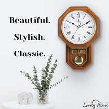 Load image into Gallery viewer, Battery-Operated Non-Chiming Wooden Pendulum Clock - 18" x 11" Classic Decor