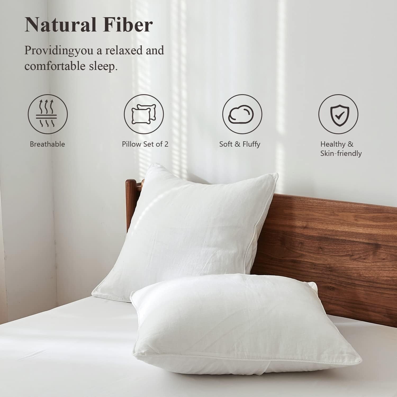 Classic White Trim Linen Euro Pillow Shams - Set of 2, 26"x26" Luxury Covers