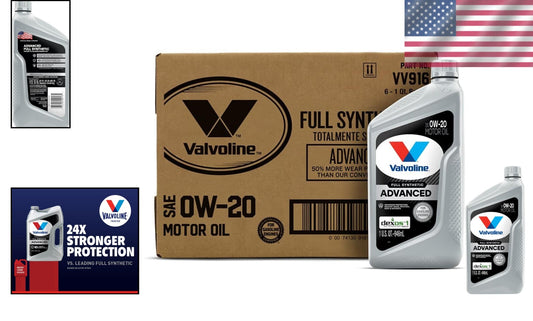 SAE 0W-20 Full Synthetic Motor Oil - Case of 6 Quarts for Superior Engine Care