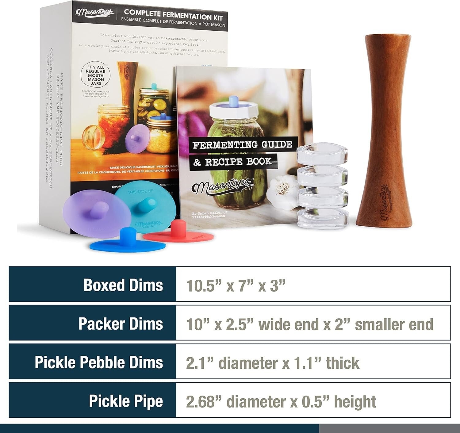 Durable 9-Piece Mason Jar Fermentation Kit - Make Sauerkraut & Kimchi Easily