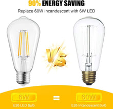 Load image into Gallery viewer, Vintage Style 12-Pack E26 Edison Bulbs - Energy Efficient Warm White Light