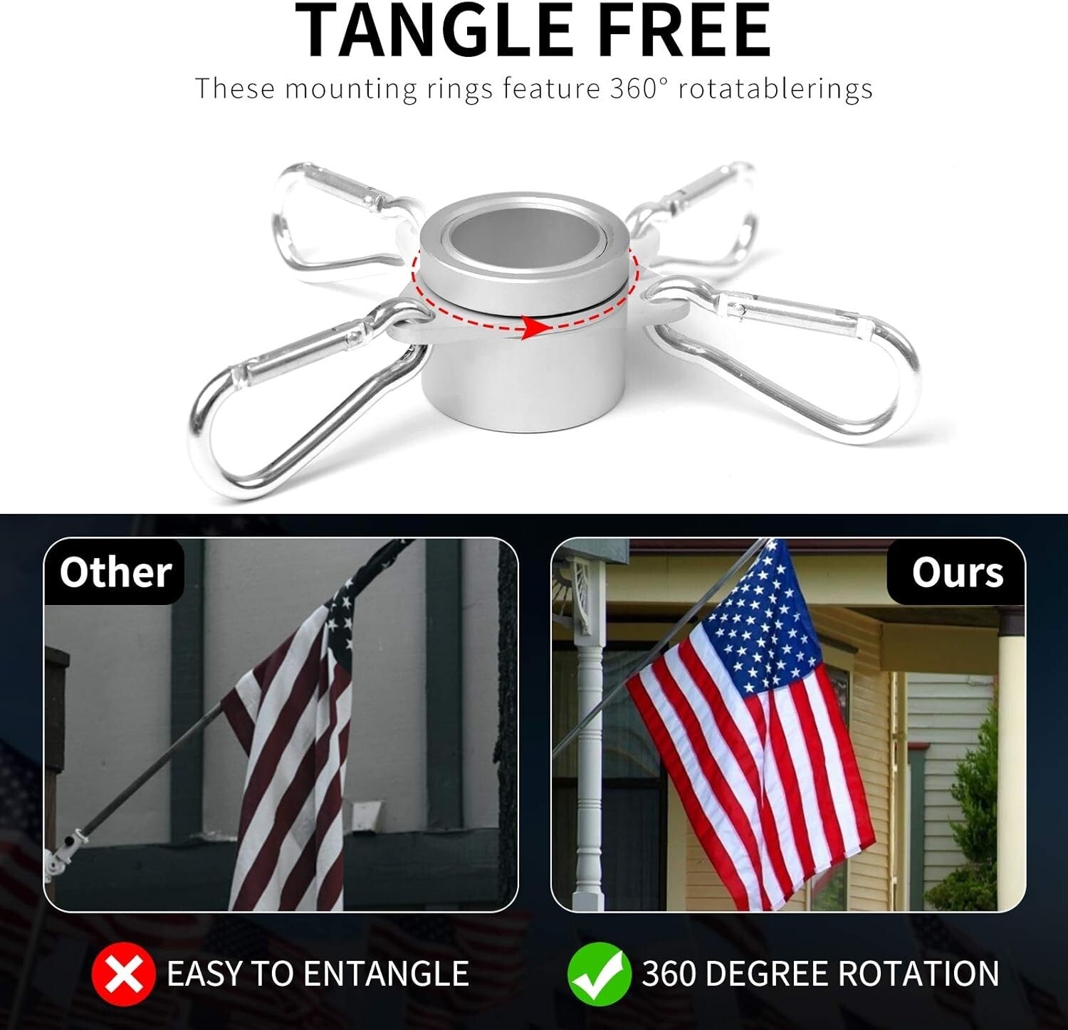 6ft Stainless Steel Flag Pole Kit with 3x5 ft Heavy-Duty American Flag