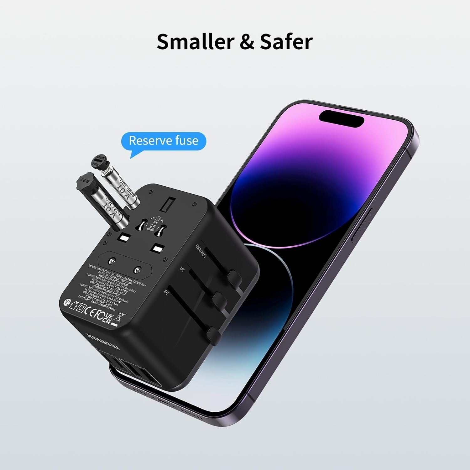 All-in-One 5-Port Universal Travel Adapter for Worldwide Compatibility & Safety