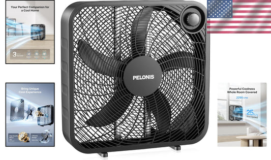 20 Inch Box Fan - Lightweight Portable Floor Fan with High Airflow 2295 CFM