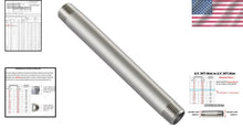 Load image into Gallery viewer, 304 Stainless Steel 24" NPT Male Threaded Pipe Nipple for Enhanced Durability