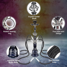 Load image into Gallery viewer, Versatile 4-Hose Hookah - Premium 22" Glass Shisha Set for Social Gatherings