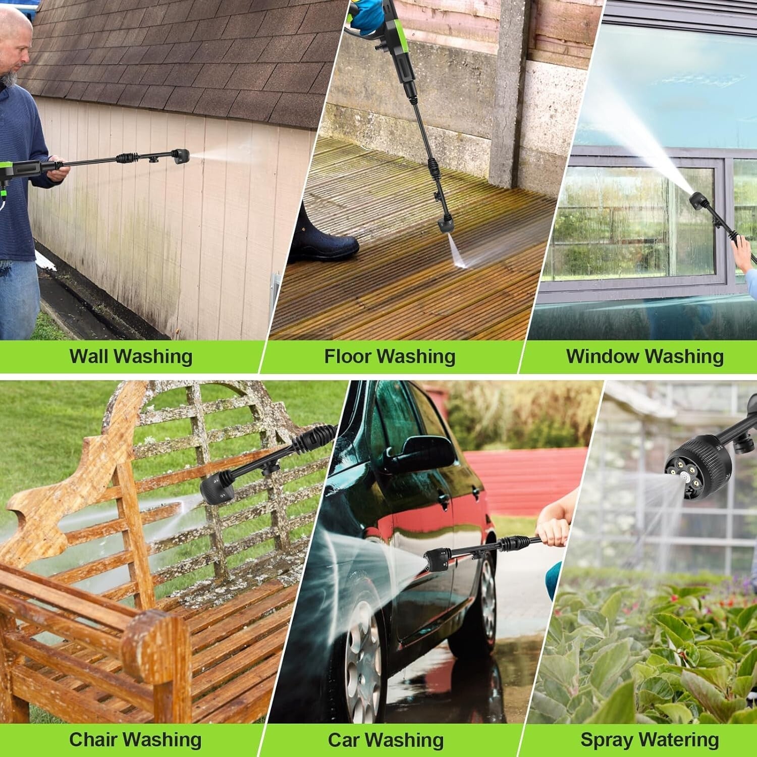 960 PSI Cordless Power Washer with 6-in-1 Nozzle & Soap Container Included