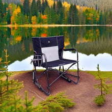 Load image into Gallery viewer, Durable Folding Rocking Chair with Side Table - Perfect for Camping &amp; Relaxation