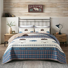 Load image into Gallery viewer, Reversible Twin Gone Fishing Quilt with Sham - Cozy Outdoor Themed Bedding