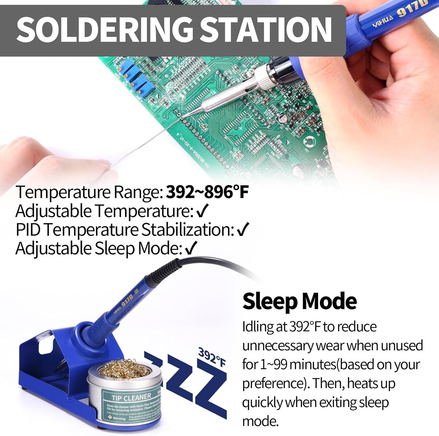 Versatile 3-in-1 Soldering Iron, Hot Air Rework, and 2A DC Power Supply Station