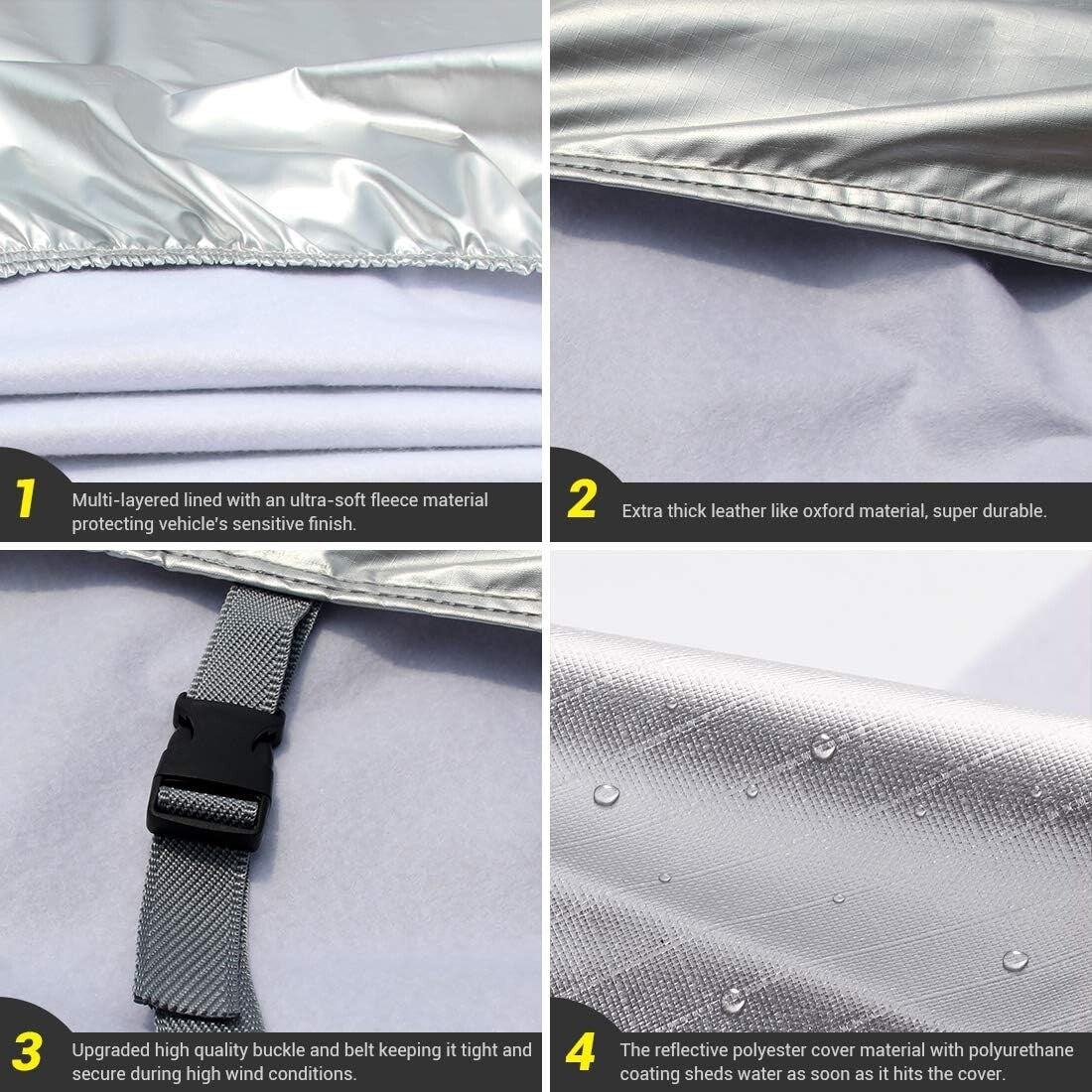 All-Weather Silver SUV Cover: Waterproof, Windproof & UV Layering Protection