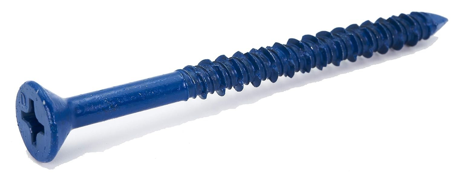 1/4" x 3-1/4" Blue Carbon Steel Concrete Screw Anchor with Drill Bit - 100 Count