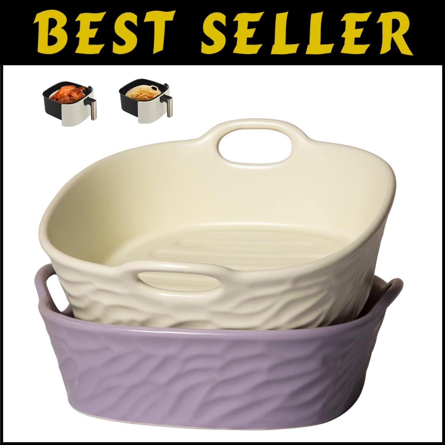 Elegant 8.5" Ceramic Air Fryer Liners – Reusable & Perfect for All Cooking Needs