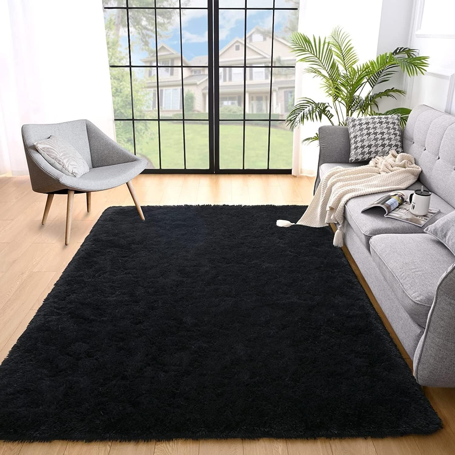 Soft Polyester 8x10 Feet Shag Rug - Ideal for Living Room, Nursery & Kids Rooms