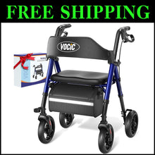 Load image into Gallery viewer, Durable Foldable Walker with Seat and 8" Wheels - Perfect for Seniors' Mobility