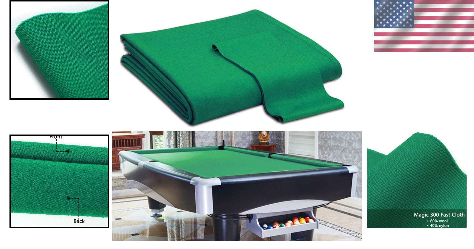 Durable Worsted Blend Pool Table Cloth - Smooth Finish for Advanced Gameplay