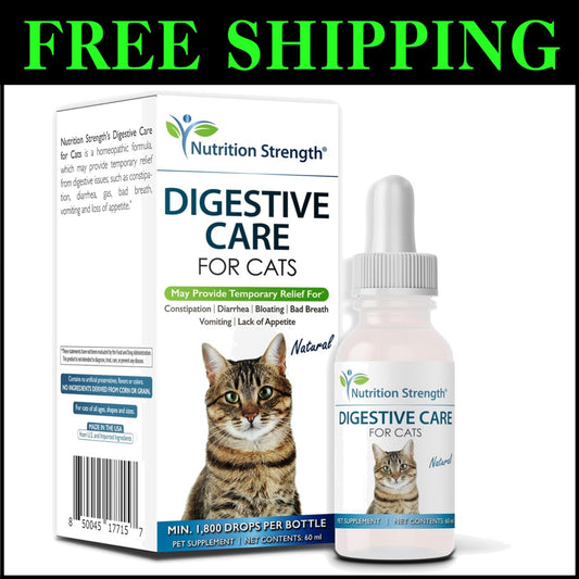 Gentle Digestive Care Drops for Cats - 60ml Natural Constipation & Diarrhea Aid