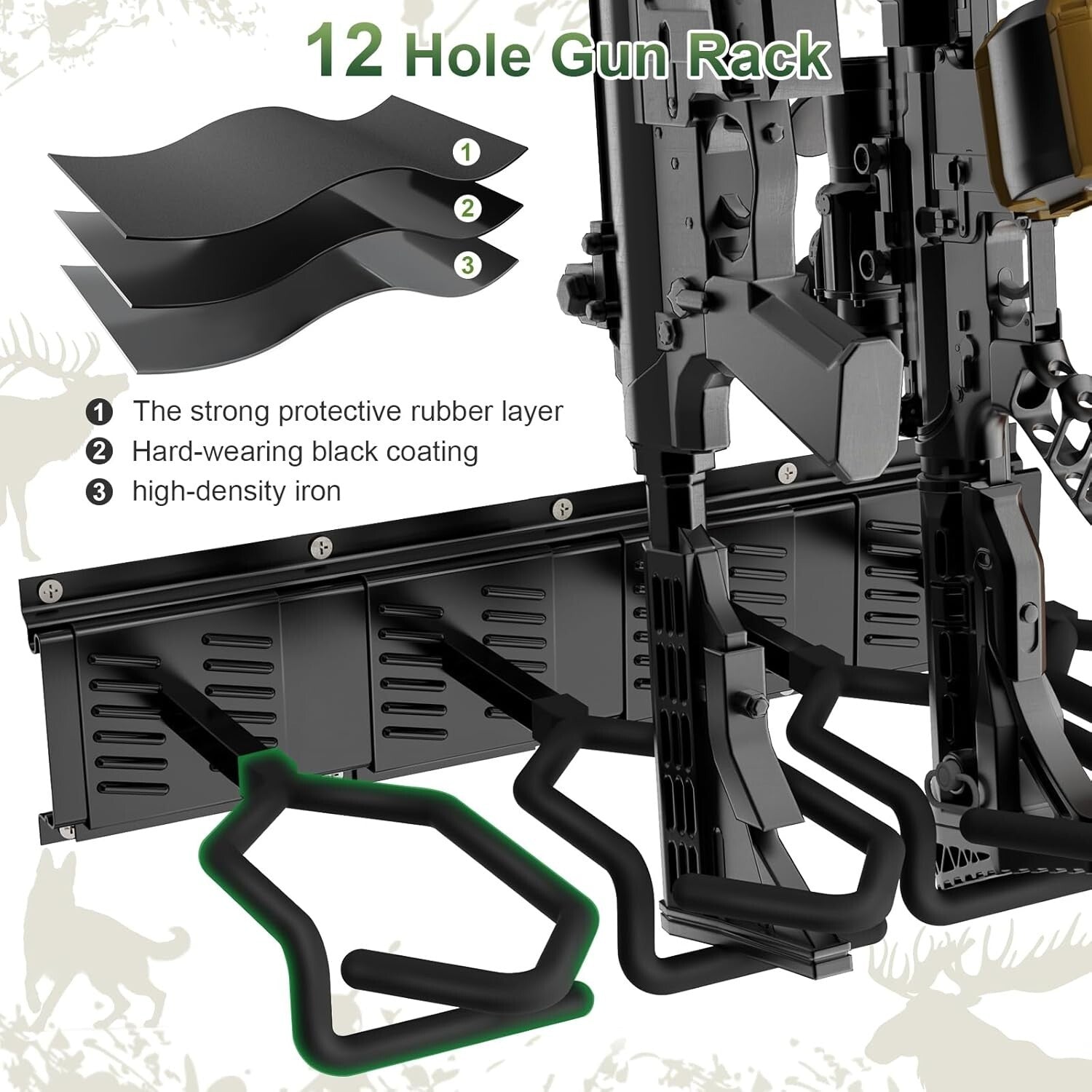 Durable Steel Wall-Mounted Gun Rack - Adjustable Display for Shotguns & Rifles